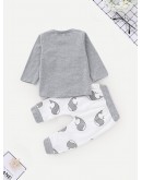 Baby Cartoon Print Top With Pants