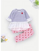 Baby Pom Pom Striped Top With Pants