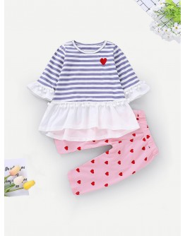 Baby Pom Pom Striped Top With Pants