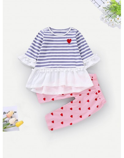 Baby Pom Pom Striped Top With Pants