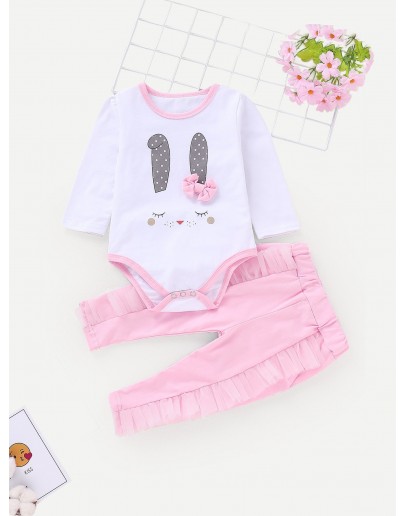 Baby Bow Detail Romper With Pants