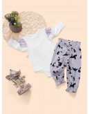 Baby Frill Trim Cat Pattern Top &amp; Pants