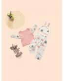 Baby Flamingo Print Top &amp; Pants &amp; Hat