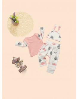 Baby Flamingo Print Top &amp; Pants &amp; Hat