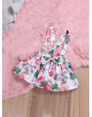 Baby Ruffle Trim Top &amp; Floral Print Pinafore Skirt &amp; Headband