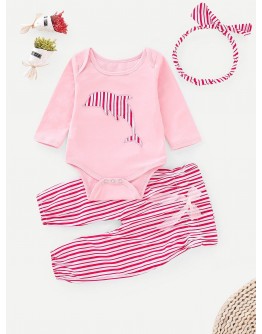 Baby Embroidered Top With Striped Pants