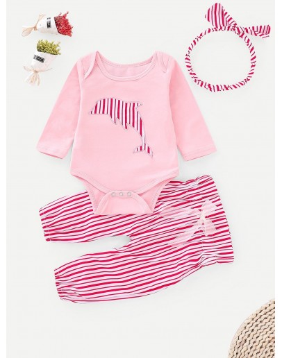 Baby Embroidered Top With Striped Pants