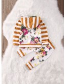 Baby Floral &amp; Letter Print Hoodie With Pants